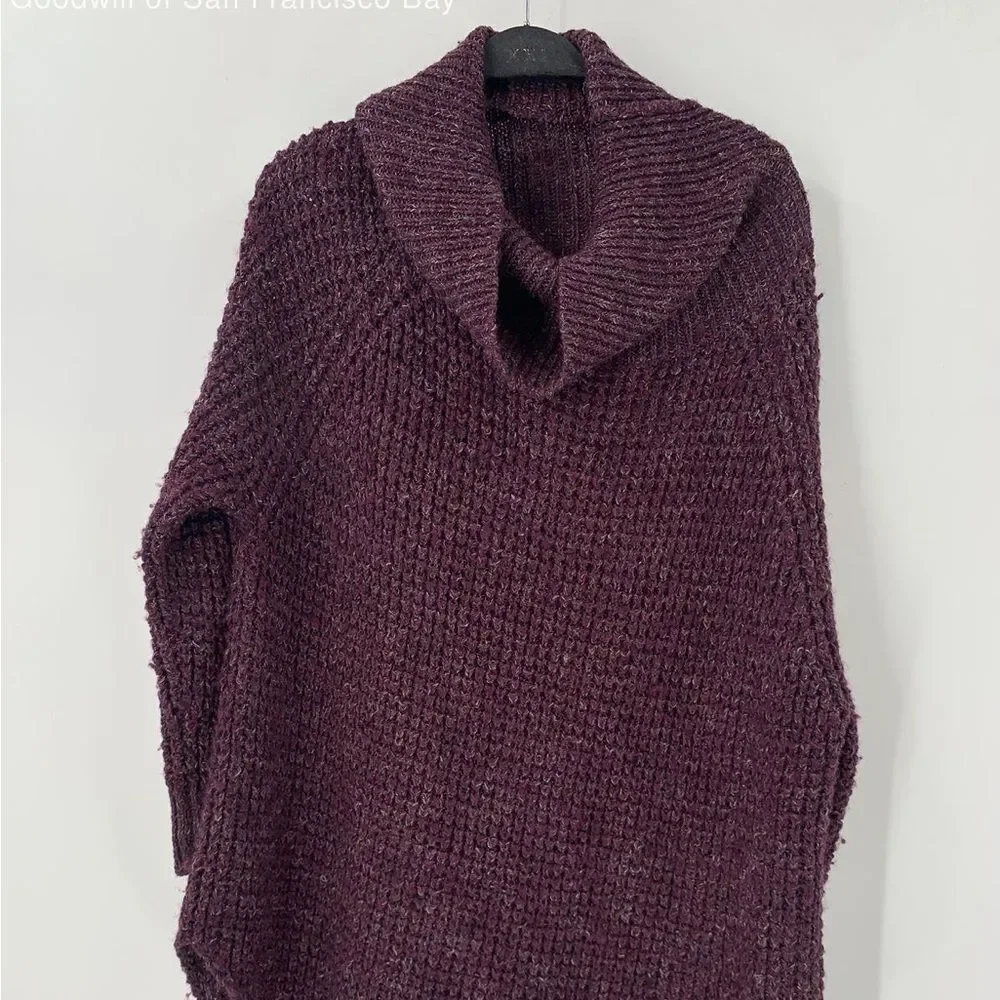 HOST PIC BOHO  Free People Dylan Tweedy Cowl Neck Sweater Plum color SZ M - Picture 6 of 9